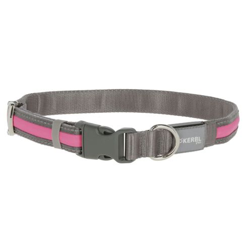 COLLARE LUMINOSO LIGHT & REFLEX GRIGIO E ROSA 45-65 CM