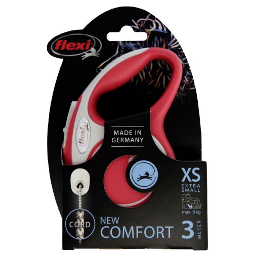 GUINZAGLIO FLEXI NEW COMFORT XS CORDA 3M MAX 8KG ROSSO