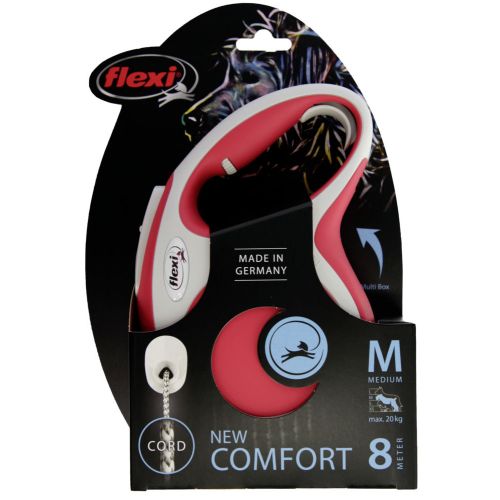 GUINZAGLIO FLEXI NEW COMFORT M CORDA 5M MAX 20KG ROSSO