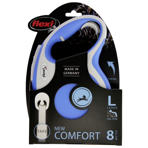 GUINZAGLIO FLEXI NEW CONFORT CON CINGHIA MIS. L 8MT 50KG BLU