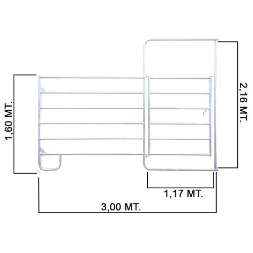 FENCE PER CAVALLI CON PORTA IN FERRO ZINCATO DA MT 3 X H 1,60 MT