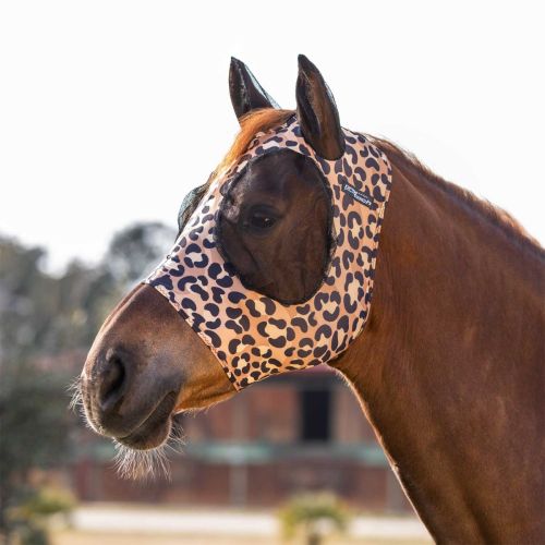 MASCHERA ANTI MOSCHE LYCRA E RETINA COPRIORECCHIE LEOPARD