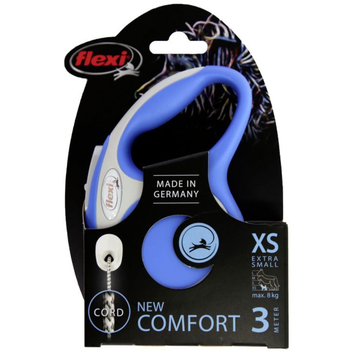 GUINZAGLIO FLEXI NEW COMFORT XS CORDA 3M MAX 8KG BLU