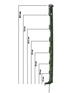 PICCHETTO IN POLIETILENE CM. 105 VERDE con 10 isolatori di cui 1 in testa, CONFEZIONE DA 10 PEZZI